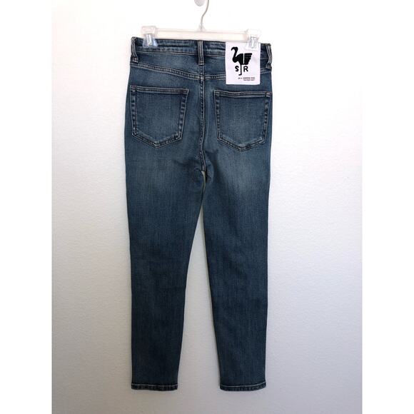 Free People v. Sandrine Rose High Waist Straight Fit Indigo Distressed Jeans- 26 - Picture 2 of 7